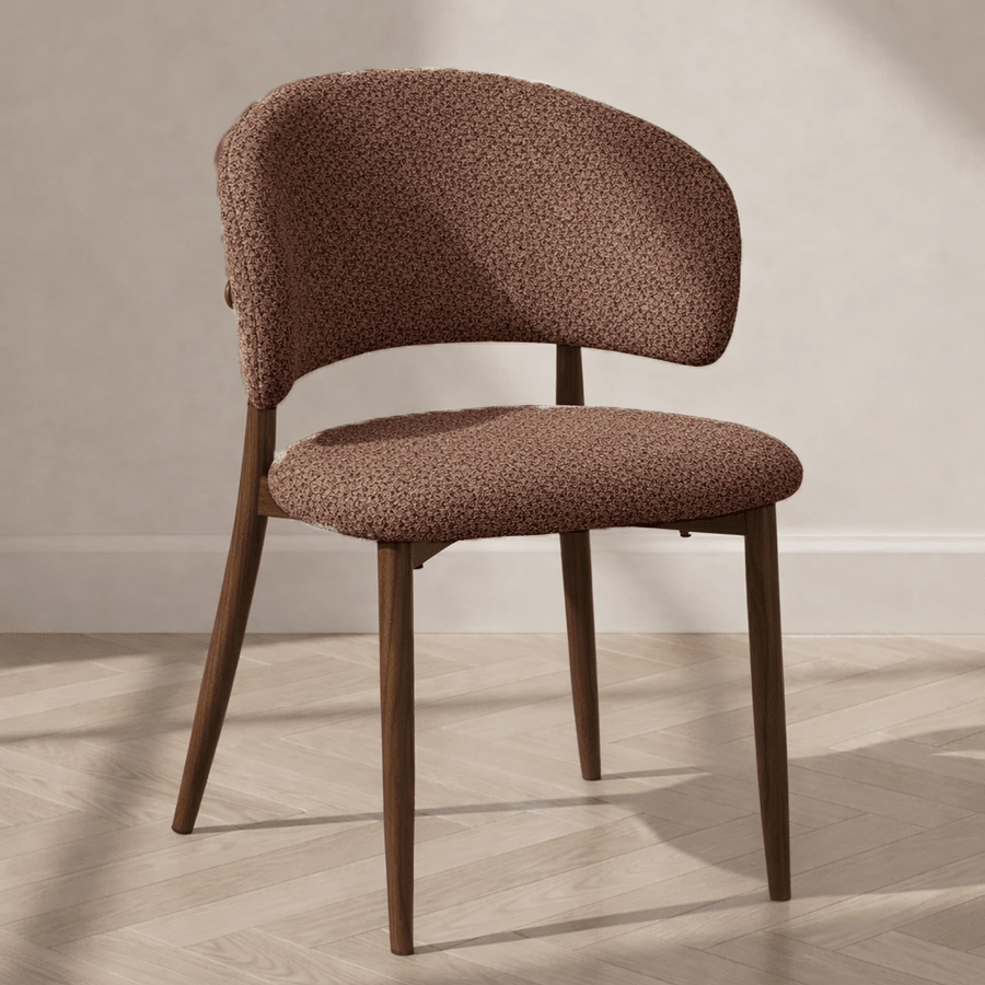 Silla de comedor Japandi Yura cobre - estructura con acabado nogal