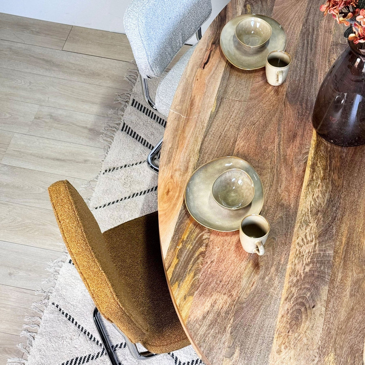 Silla de comedor moderna de terciopelo cobre Sway - Estructura de cromo - Sin reposabrazos