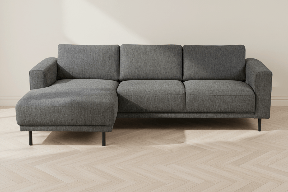 Sofá esquinero moderno con Chaise Longue Tela Antracita Aniko izquierda 238x142x78 cm
