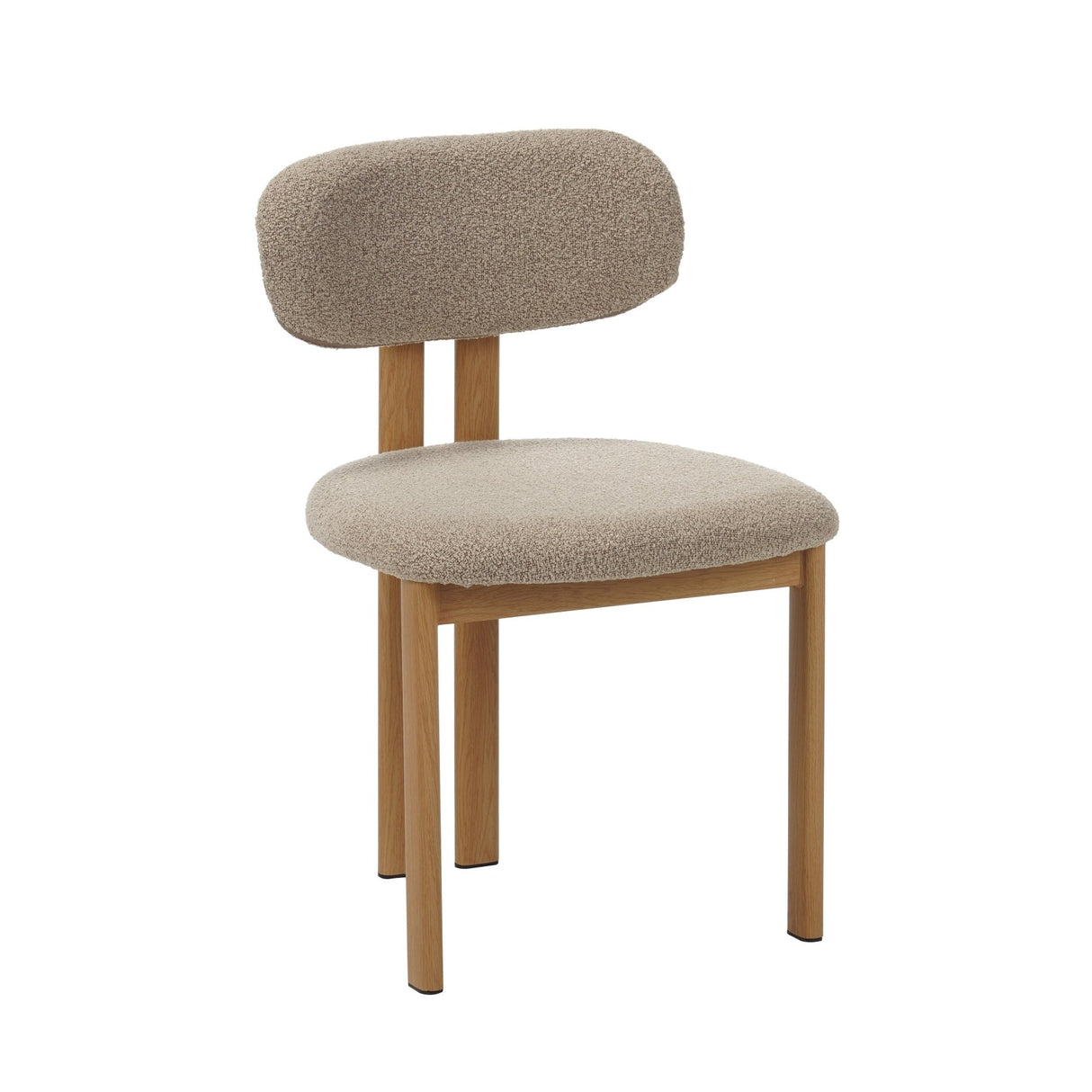 Silla de comedor Japandi Miyo Bouclé color arena - Estructura de aspecto roble