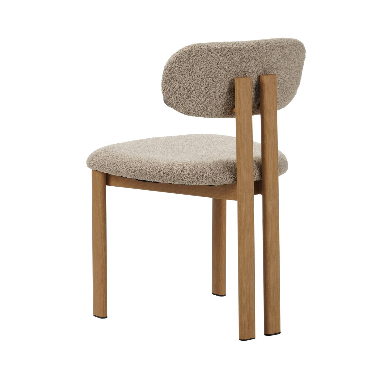 Silla de comedor Japandi Miyo Bouclé color arena - Estructura de aspecto roble