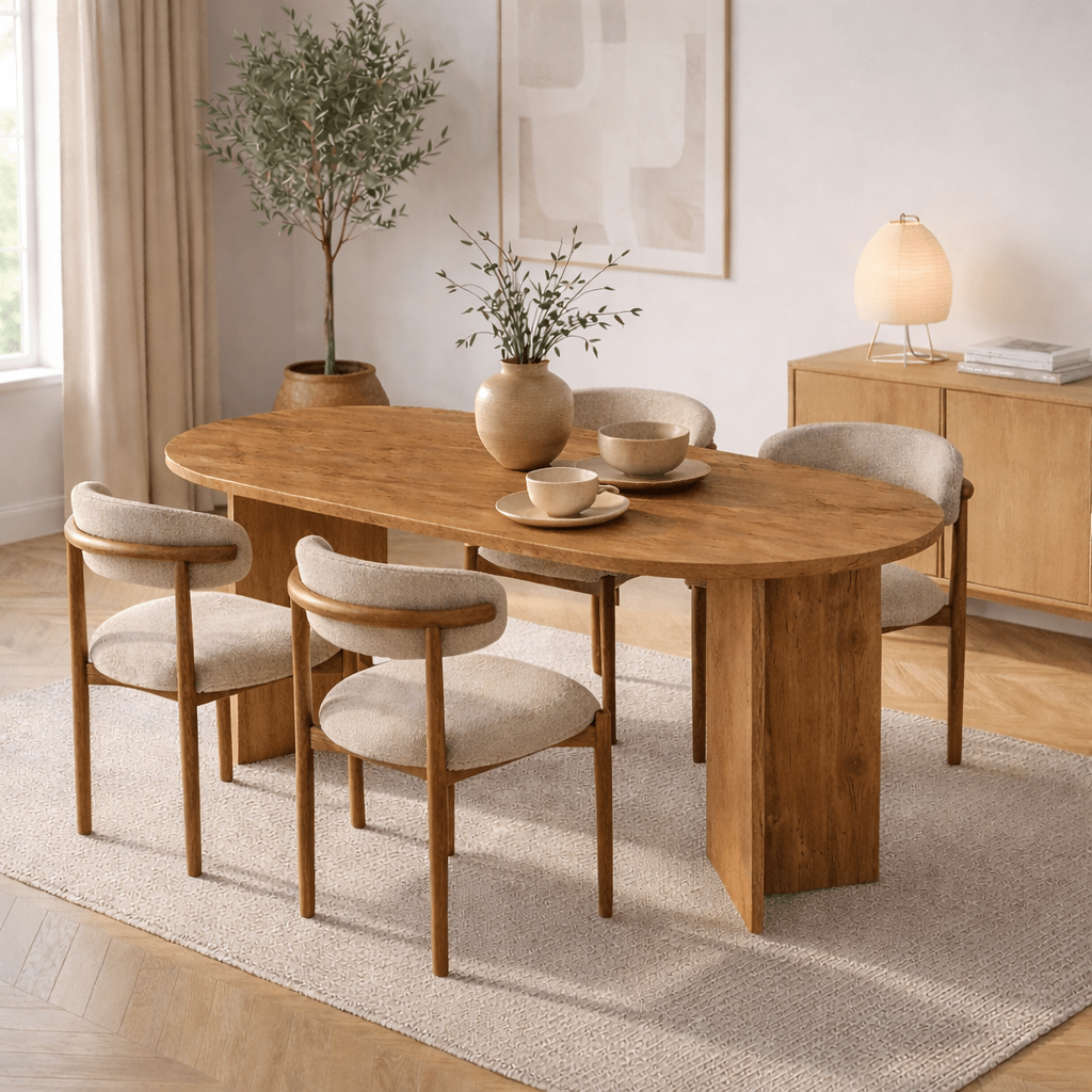 Ovale eettafel Grenen melamine - Japandi - 200x89,5x75 cm - Sota