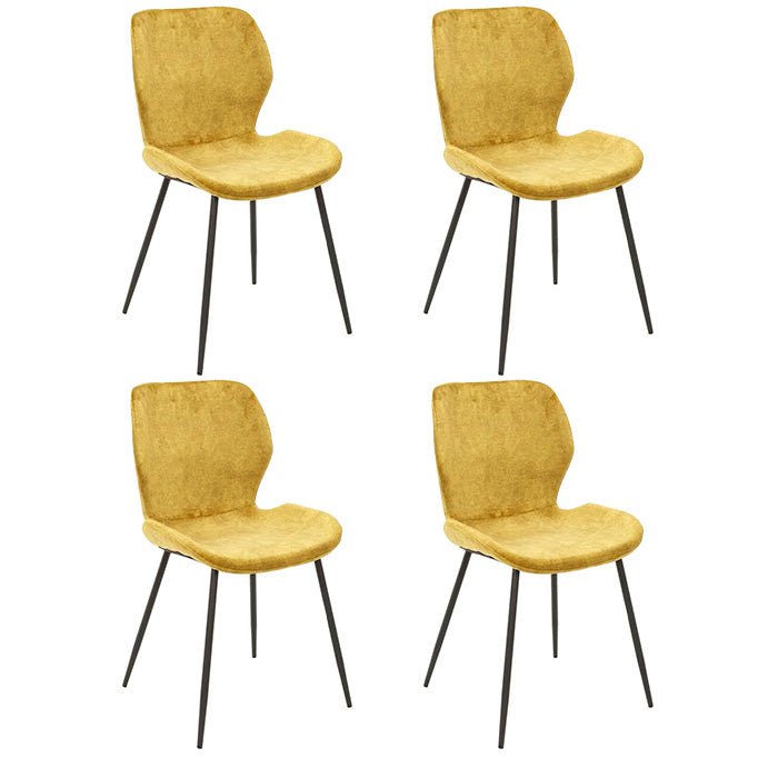 Conjunto de 4 sillas de comedor Argo Velours dorado
