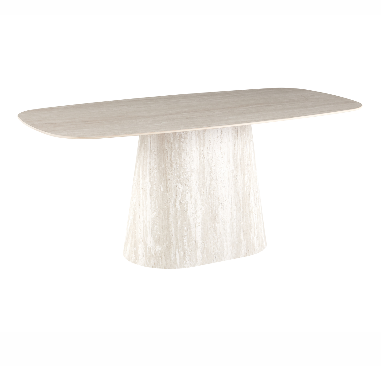 Mesa de comedor de travertino con aspecto de piedra sinterizada Lea 180x90 cm - Ovalada danesa