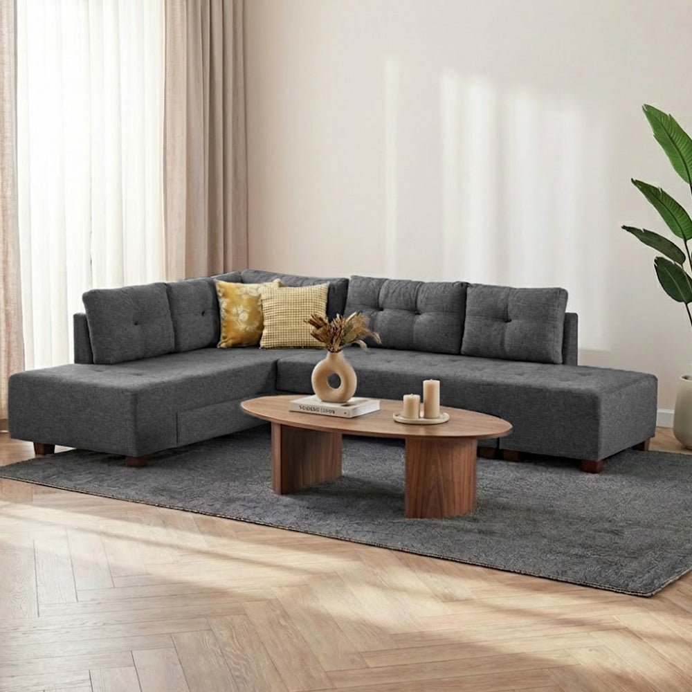 Sofá cama tela antracita - XL 280x206 cm - con ruedas - Izquierdo - Manama