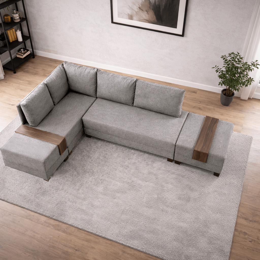 Sofá cama tela champagne - XXL 280 x 210 - Izquierdo - Fly