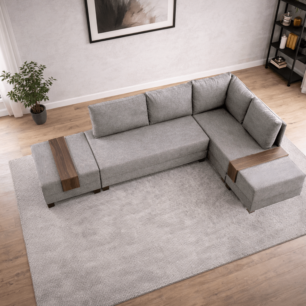 Sofá cama tela champagne - XXL 280 x 210 - Derecha - Fly