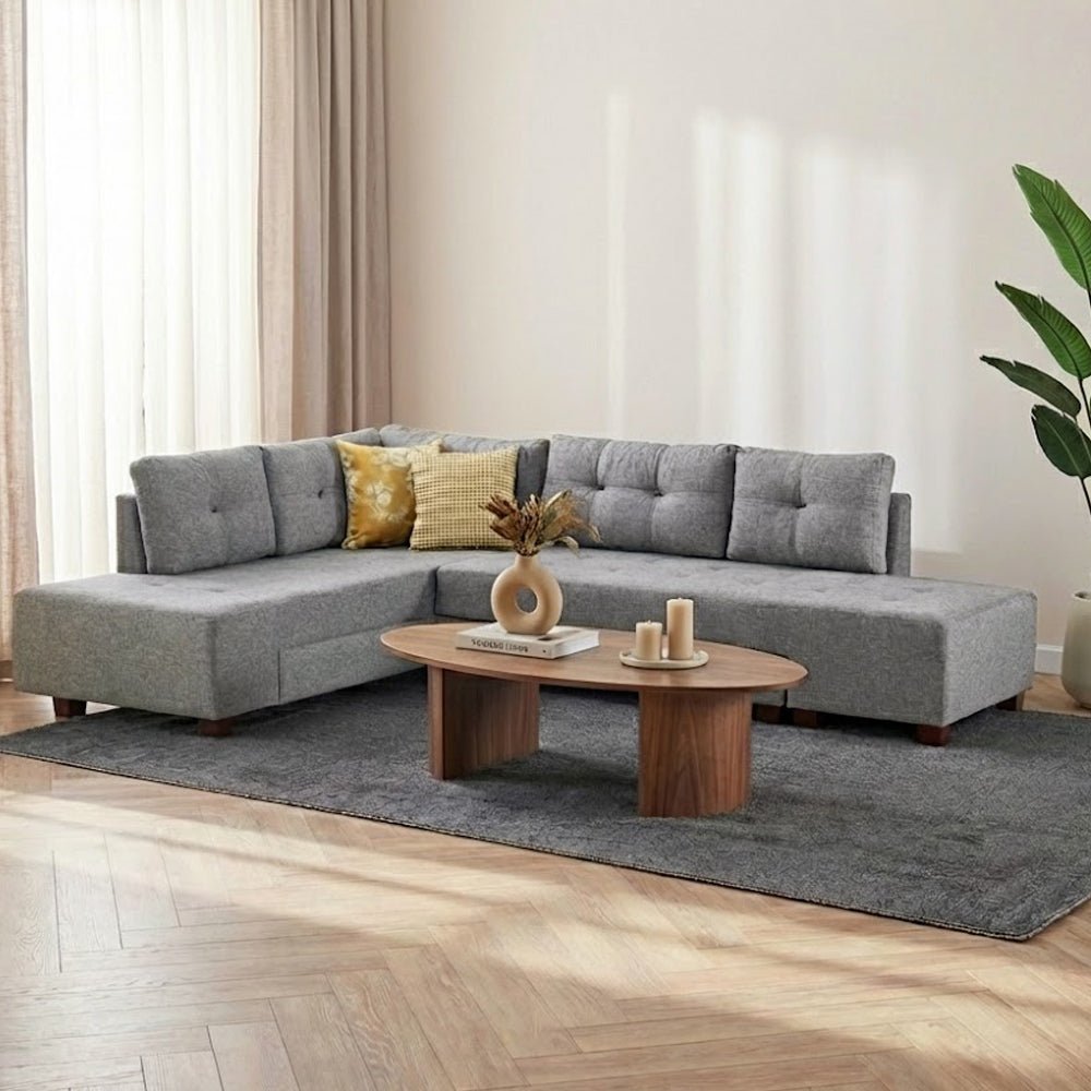 Sofá cama tela gris - XL 280x206 cm - con ruedas - Izquierdo - Manama