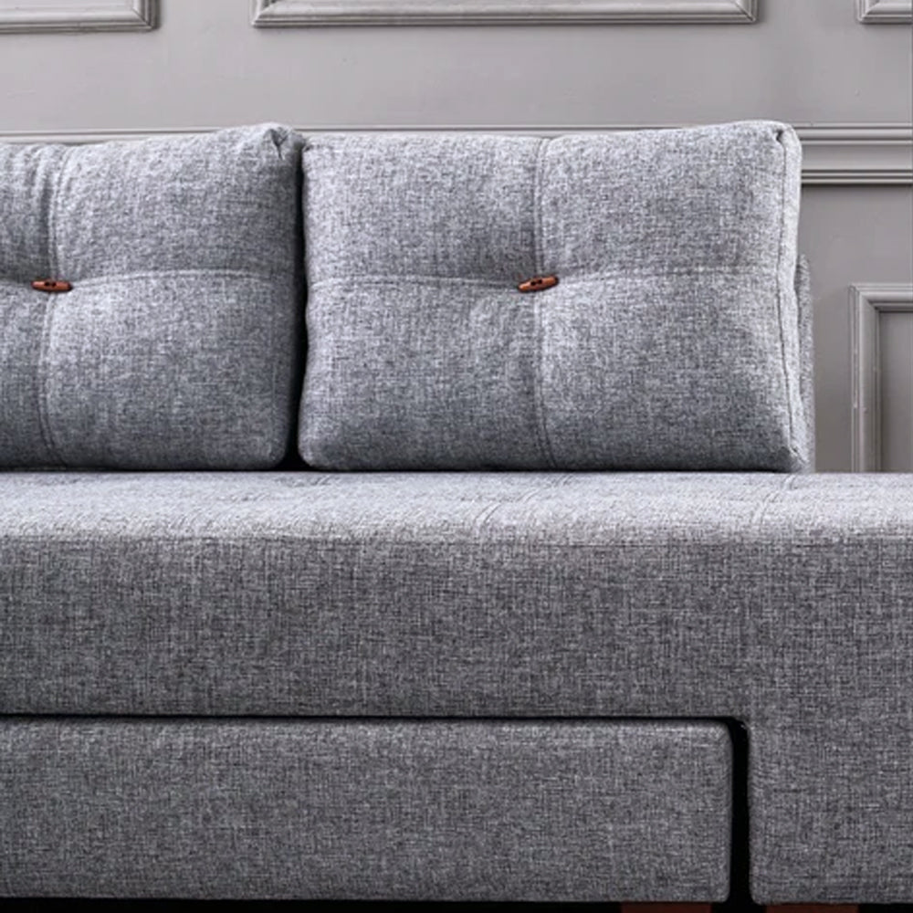 Sofá cama tela gris - XL 280x206 cm - con ruedas - Izquierdo - Manama