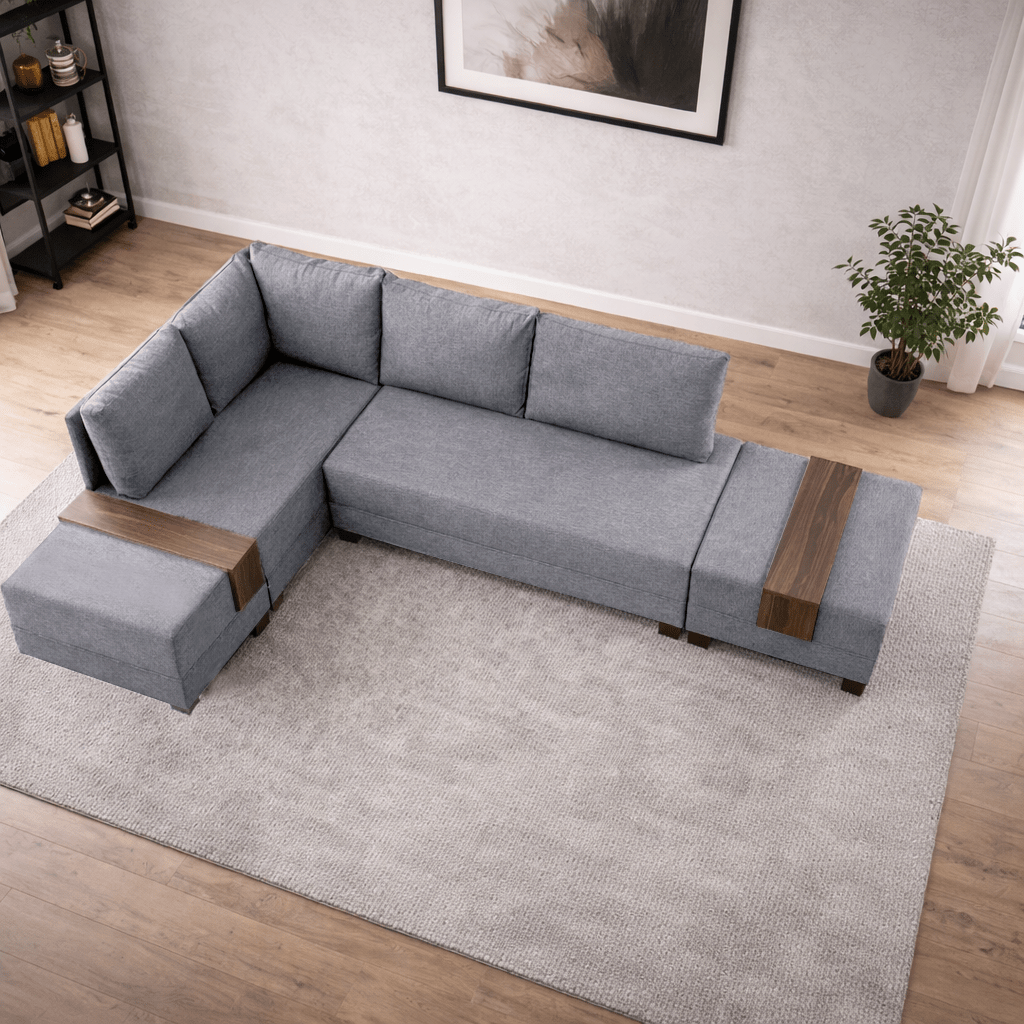 Sofá cama tela gris - XXL 280 x 210 - Izquierdo - Fly
