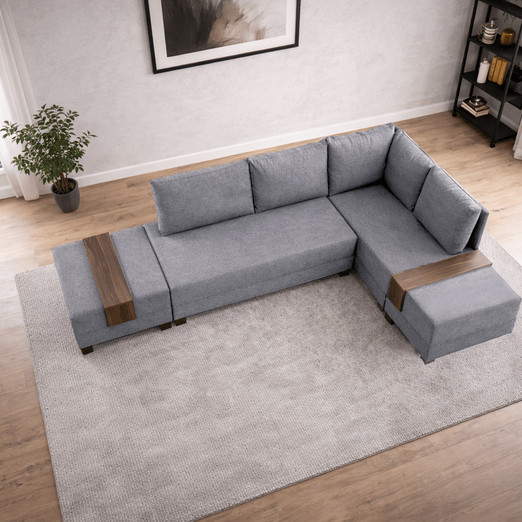 Sofá cama tela gris - XXL 280 x 210 - Derecha - Fly