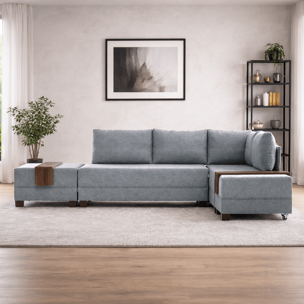 Sofá cama tela gris - XXL 280 x 210 - Derecha - Fly