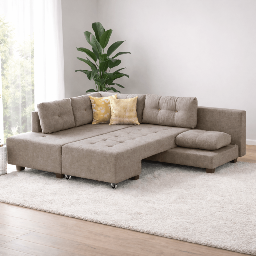 Sofá cama tela topo - XL 280x206 cm - con ruedas - Izquierdo - Manama