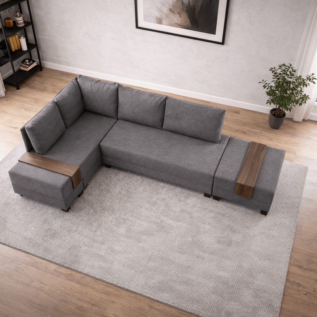 Sofá cama tela topo - XXL 280 x 210 - Izquierdo - Fly