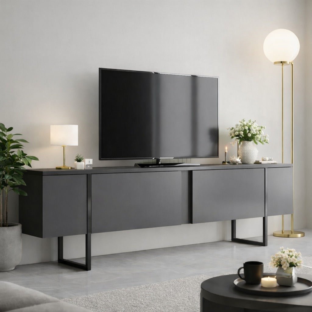 Muebles de TV Anthracite Black Melamine 180x50x30 cm