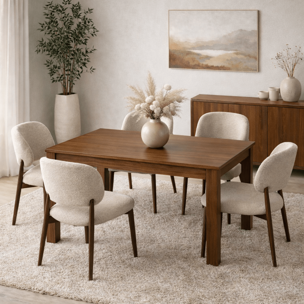 Mesa de comedor extensible nogal melamina – Japandi – 130 – 170 cm – Otis