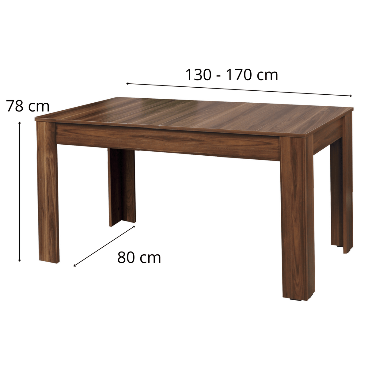 Mesa de comedor extensible nogal melamina – Japandi – 130 – 170 cm – Otis