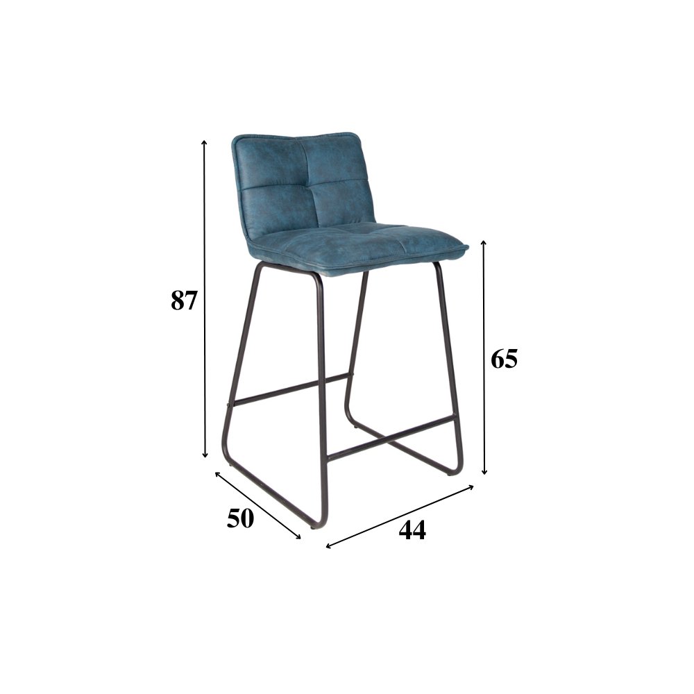Taburete Industrial Azul Jelle de Tela de Microfibra - Altura del asiento 65 cm - Sin brazos