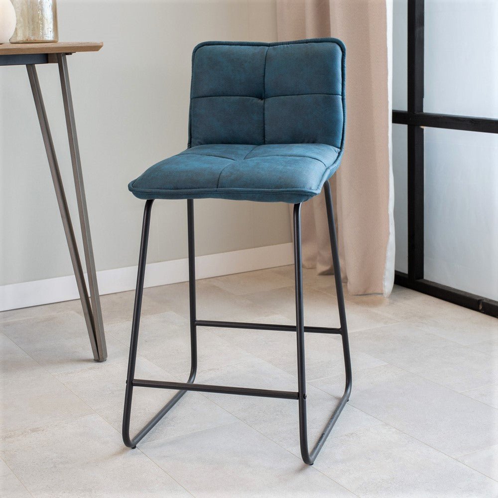Taburete Industrial Azul Jelle de Tela de Microfibra - Altura del asiento 65 cm - Sin brazos