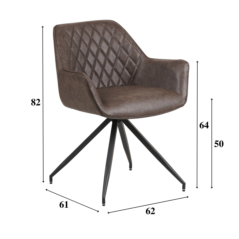 Juego de 4 Sillas de Comedor Industriales Gian Taupe - Con Reposabrazos