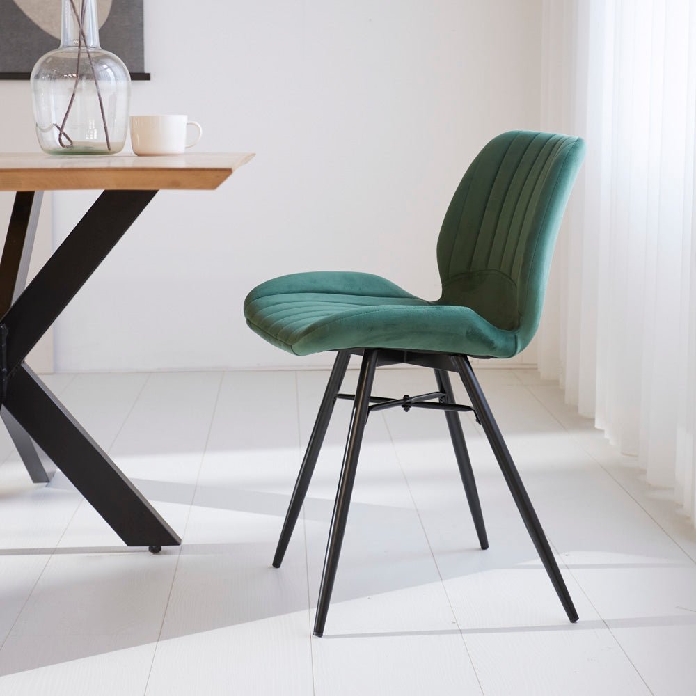 Silla de Comedor Beau Verde Terciopelo - Sin Reposabrazos