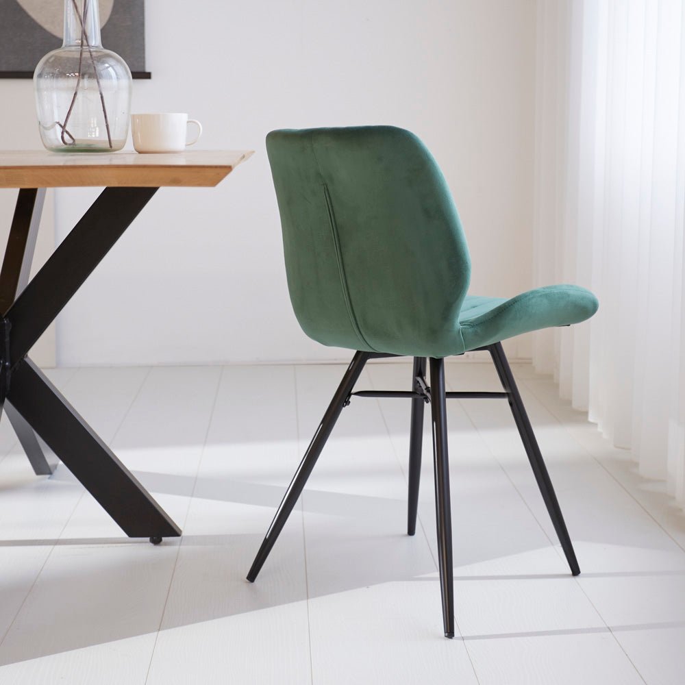 Silla de Comedor Beau Verde Terciopelo - Sin Reposabrazos