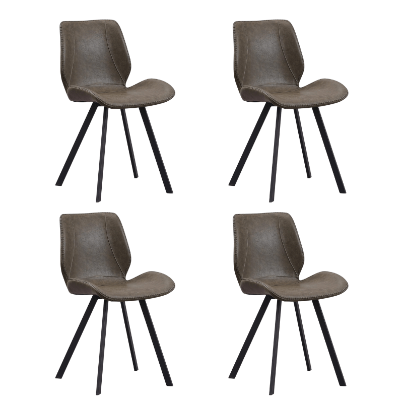 Juego de 4 Sillas de Comedor Industriales Verde de Cuero Sintético Barry - Sin Apoyabrazos