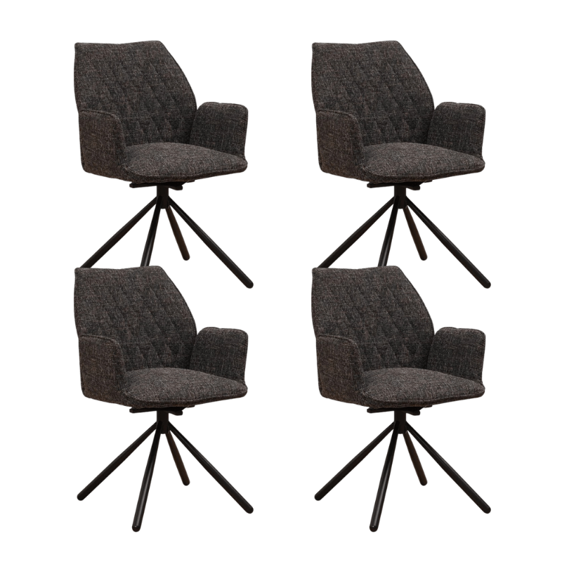 Juego de 4 Sillas de Comedor Giratorias Novan Negro Chenille – 180° Giratorias