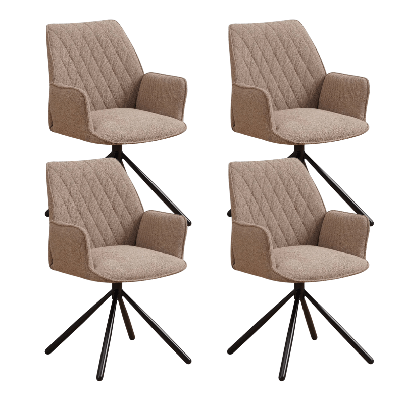 Juego de 4 Sillas de Comedor Giratorias Novan Taupe Bouclé – 180° Giratorias