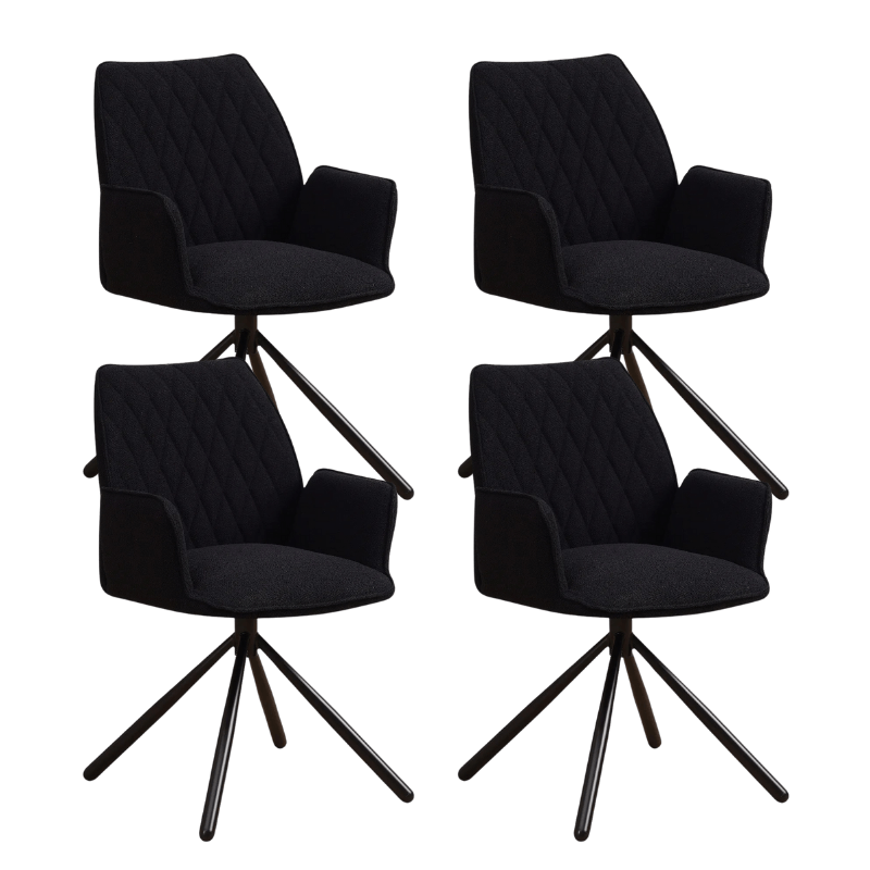Juego de 4 Sillas de Comedor Giratorias Novan Negro Bouclé – 180° Giratorias