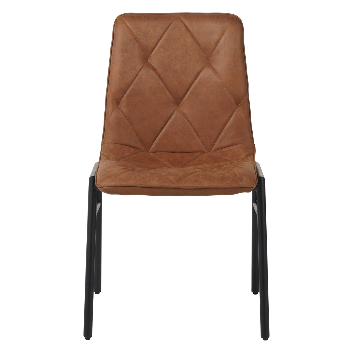 Silla de comedor Noan de microfibra color cognac - Sin reposabrazos