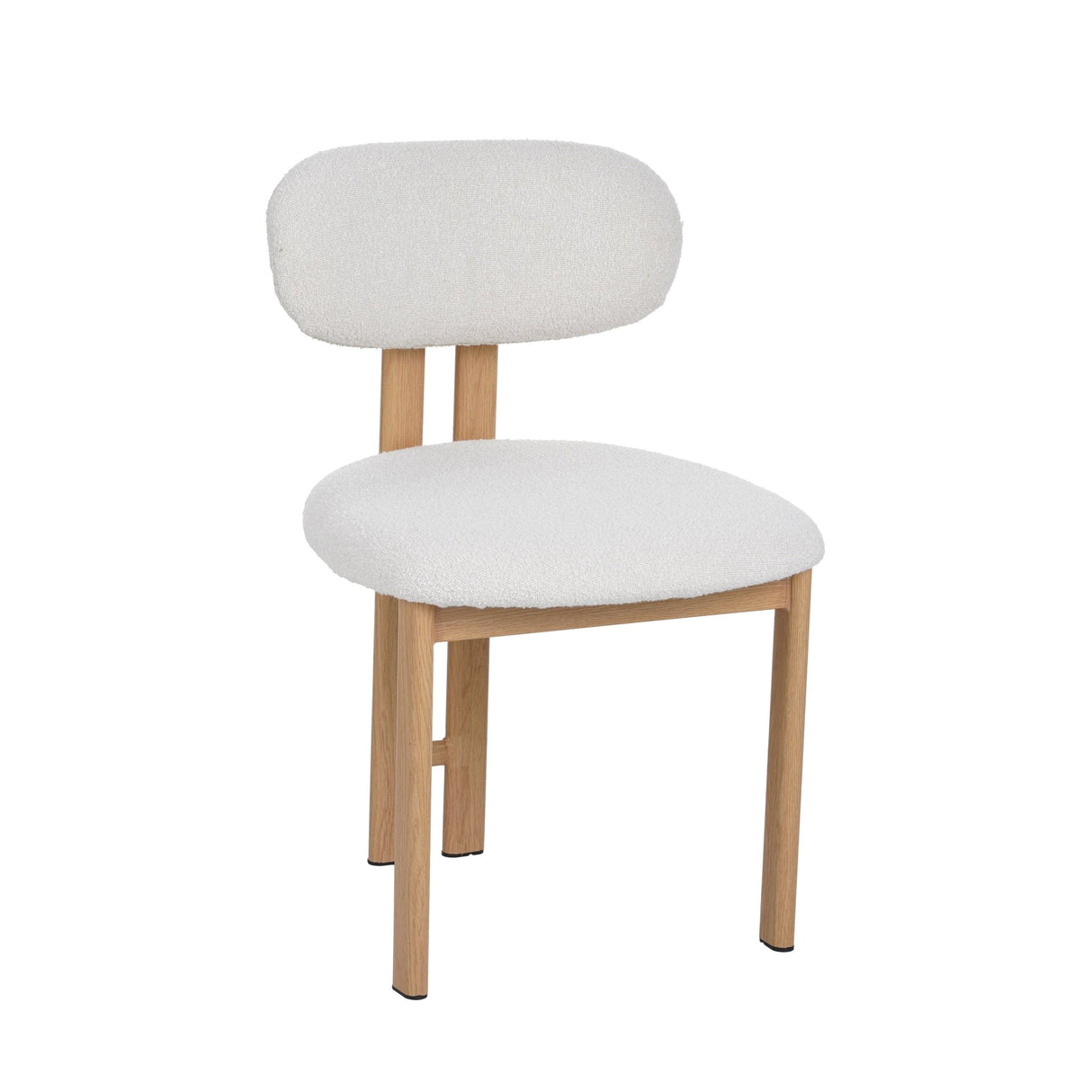 Silla de comedor Japandi Miyo Bouclé Marfil - Marco de aspecto de roble