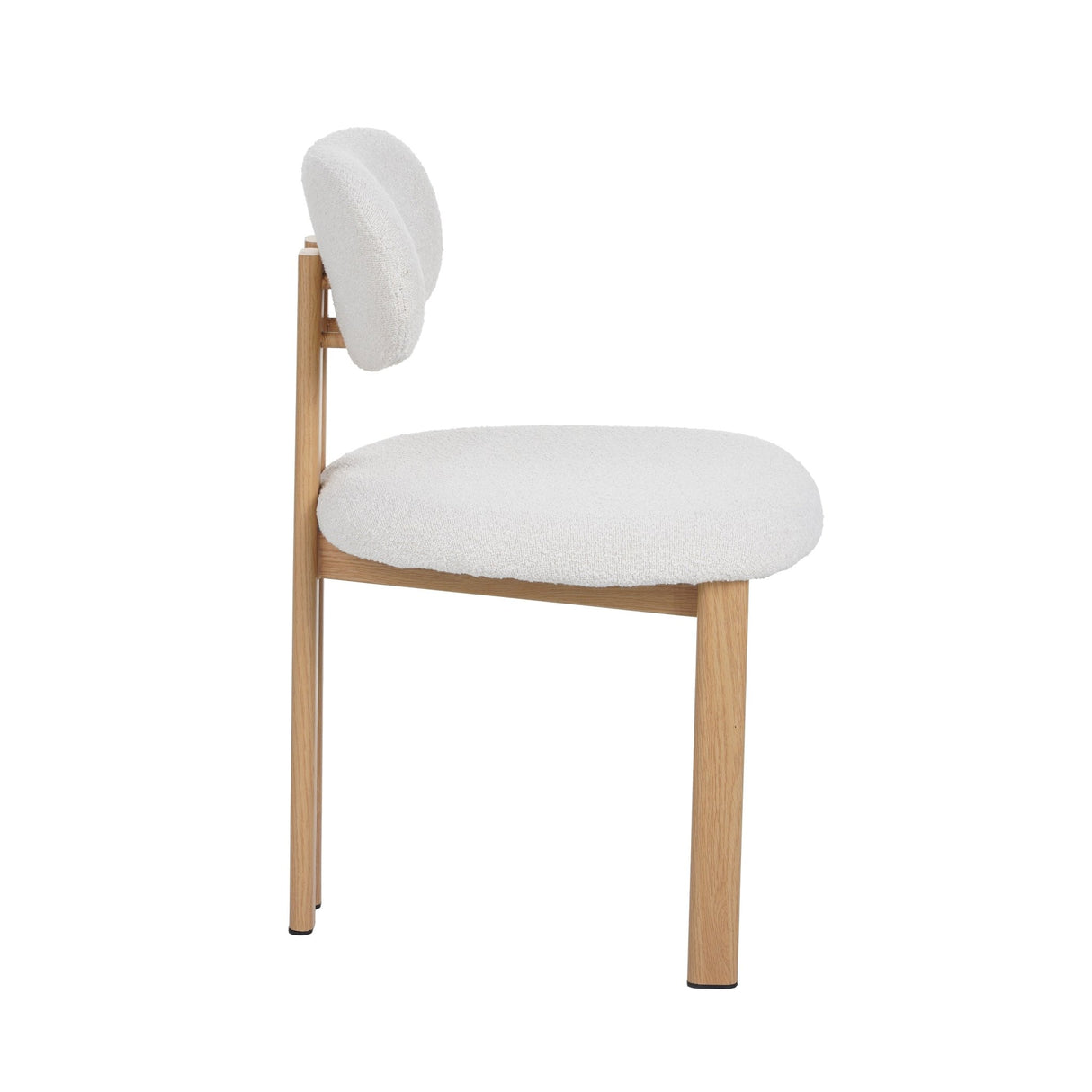 Silla de comedor Japandi Miyo Bouclé Marfil - Marco de aspecto de roble
