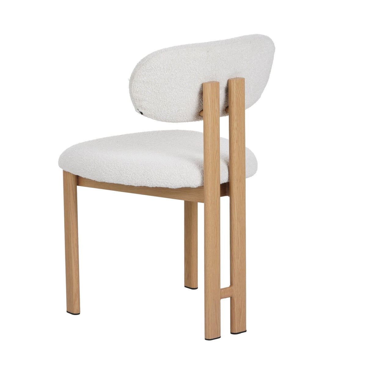 Silla de comedor Japandi Miyo Bouclé Marfil - Marco de aspecto de roble