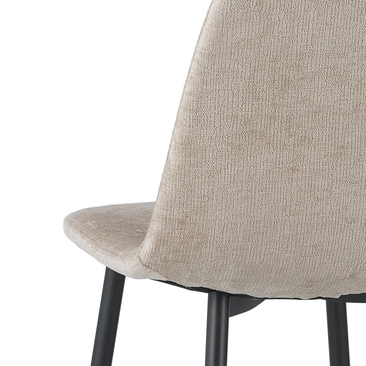 Juego de 4 Sillas de Comedor Escandinavas de Tela Chenille Beige Swift - Sin Apoyabrazos
