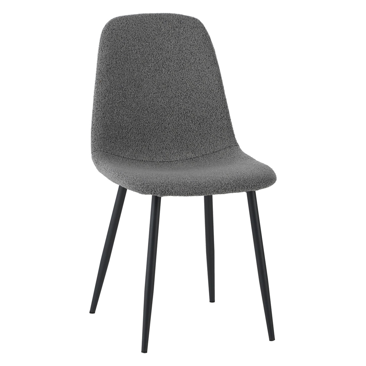 Juego de 4 Sillas de Comedor Escandinavas Gris Bouclé Tela Swift - Sin Apoyabrazos