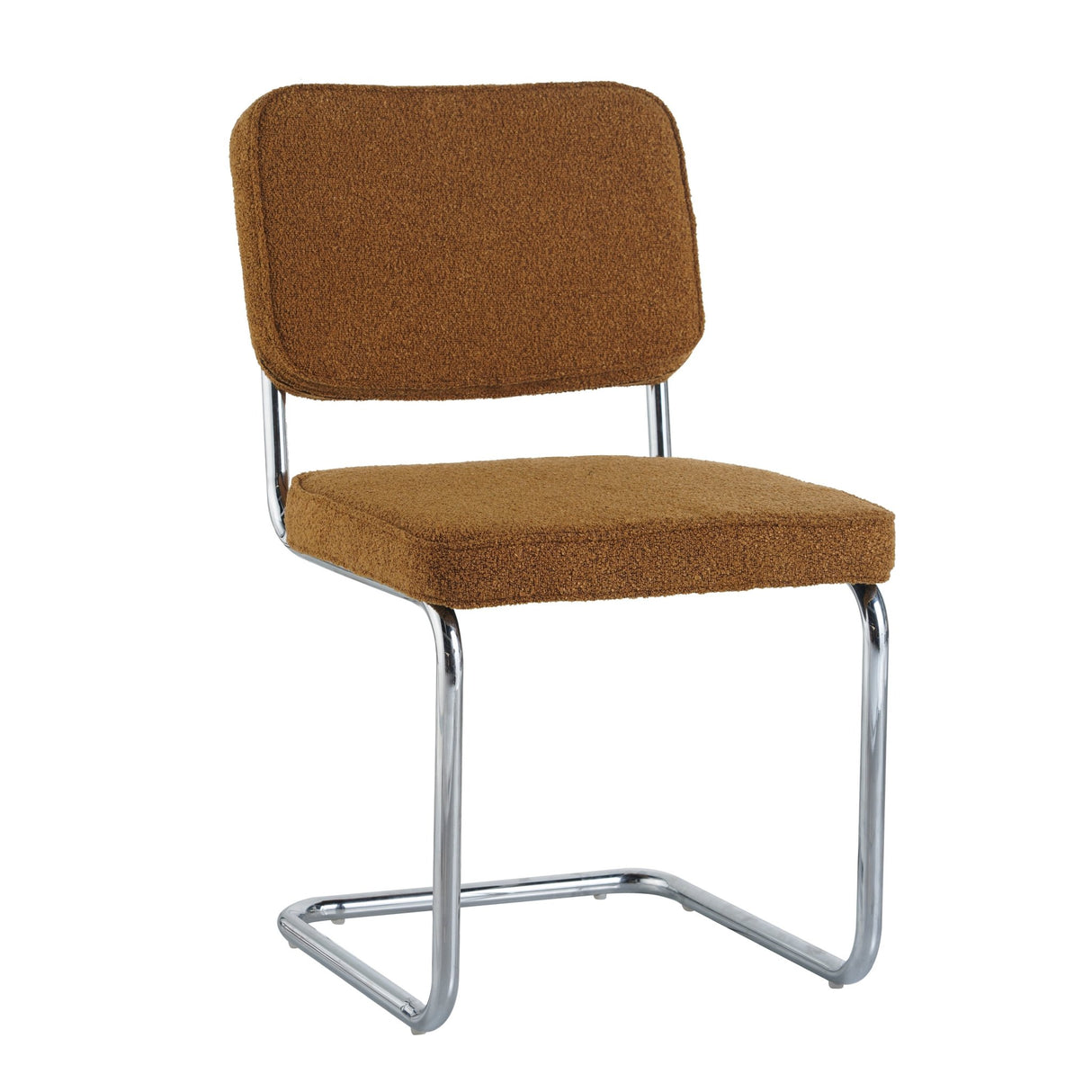 Silla de comedor moderna de terciopelo cobre Sway - Estructura de cromo - Sin reposabrazos