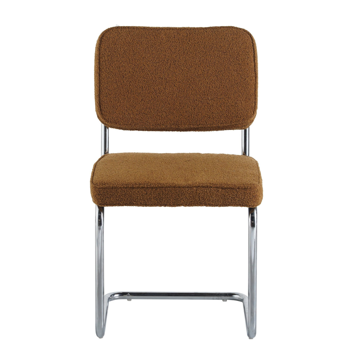 Silla de comedor moderna de terciopelo cobre Sway - Estructura de cromo - Sin reposabrazos