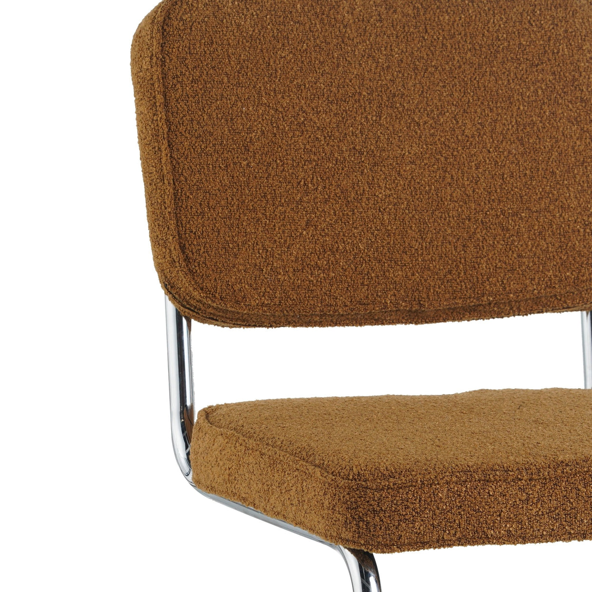 Silla de comedor moderna de terciopelo cobre Sway - Estructura de cromo - Sin reposabrazos