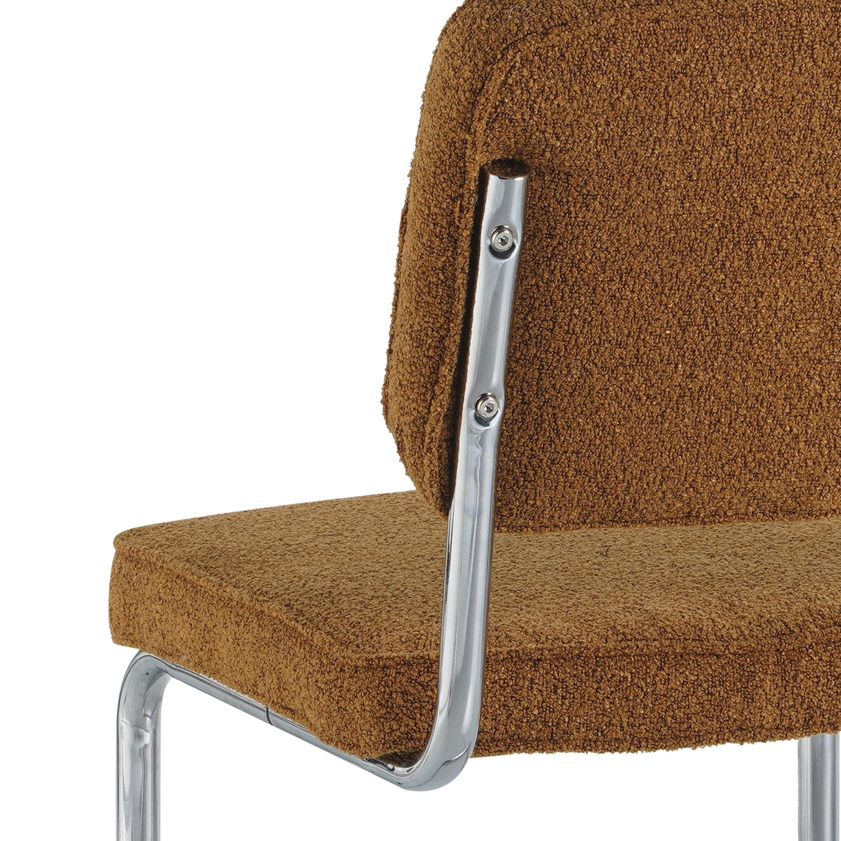 Silla de comedor moderna de terciopelo cobre Sway - Estructura de cromo - Sin reposabrazos