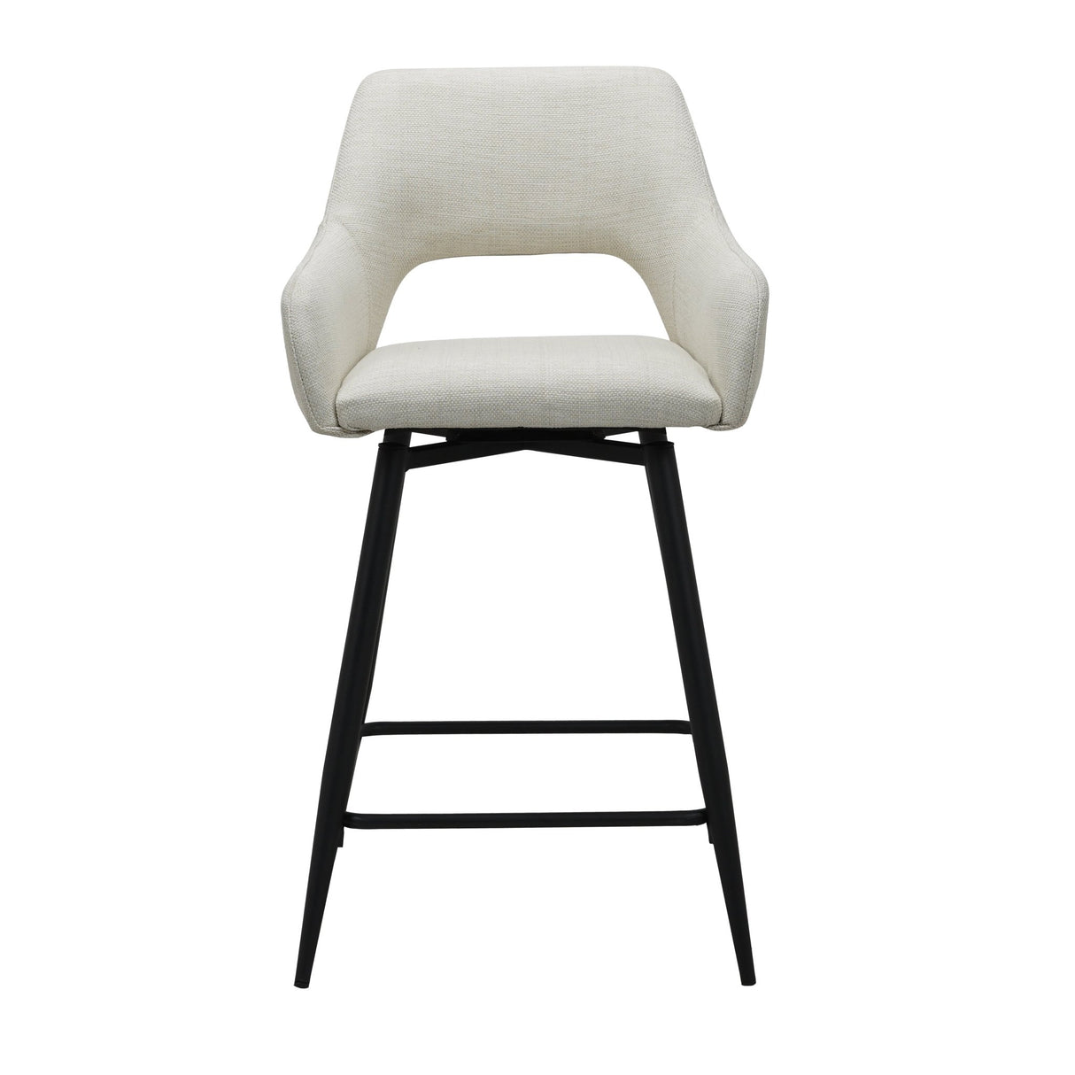 Taburete de bar giratorio de tela beige Skye - Altura del asiento 67 cm - Con reposabrazos