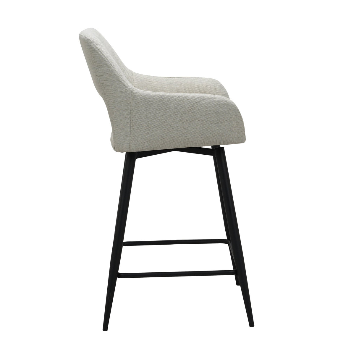 Taburete de bar giratorio de tela beige Skye - Altura del asiento 67 cm - Con reposabrazos