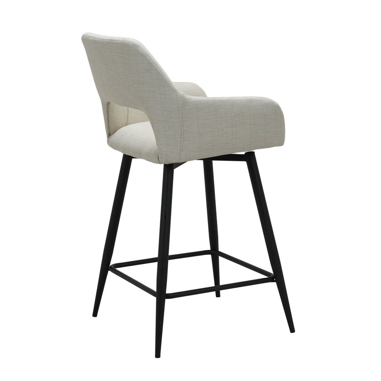 Taburete de bar giratorio de tela beige Skye - Altura del asiento 67 cm - Con reposabrazos
