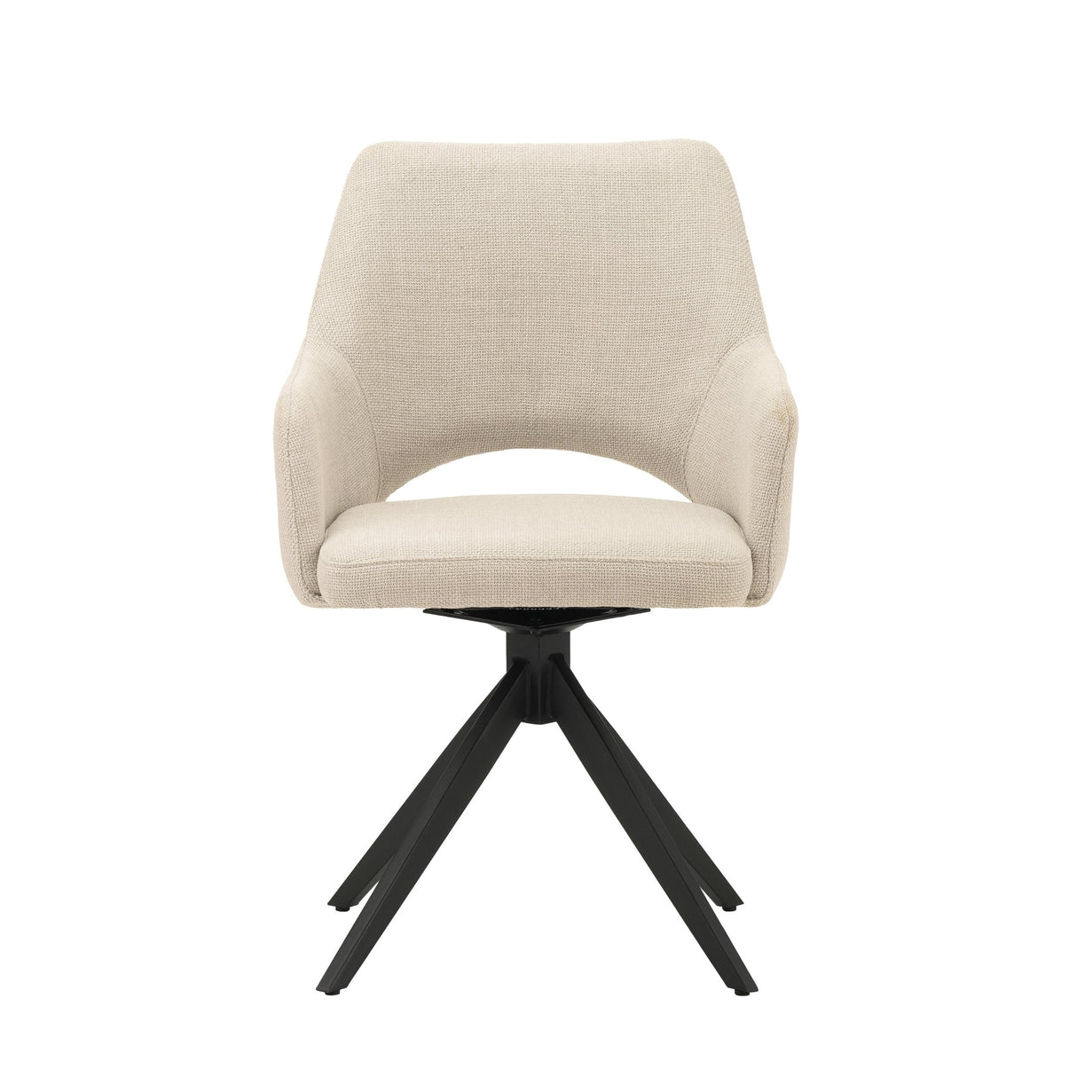Silla de comedor giratoria moderna de tela beige Sid - Con reposabrazos