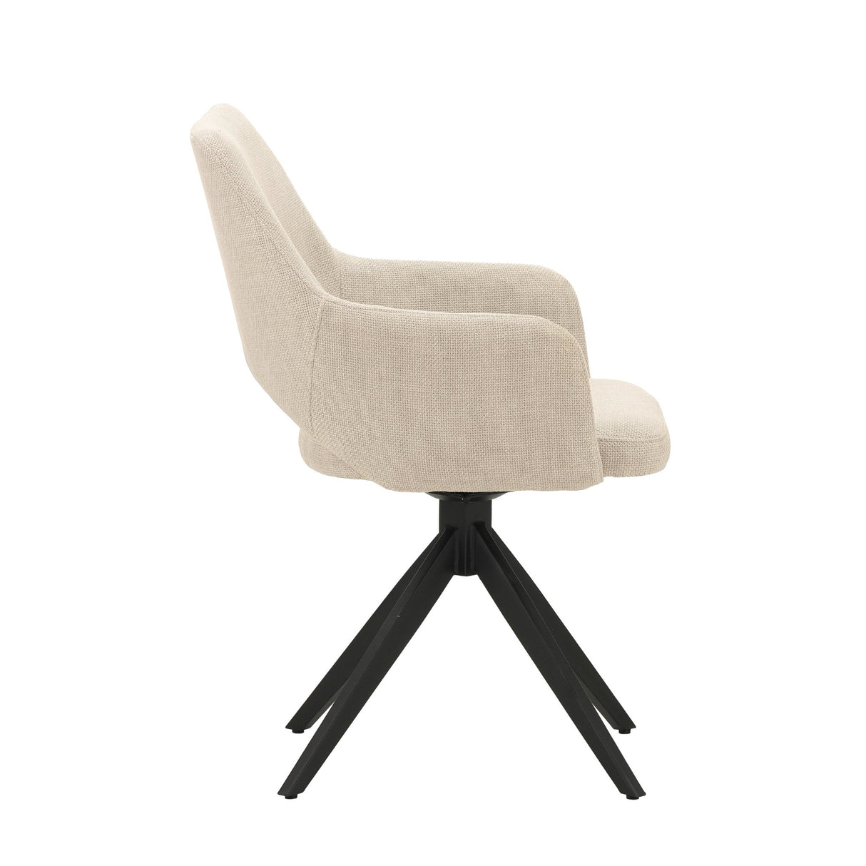 Silla de comedor giratoria moderna de tela beige Sid - Con reposabrazos