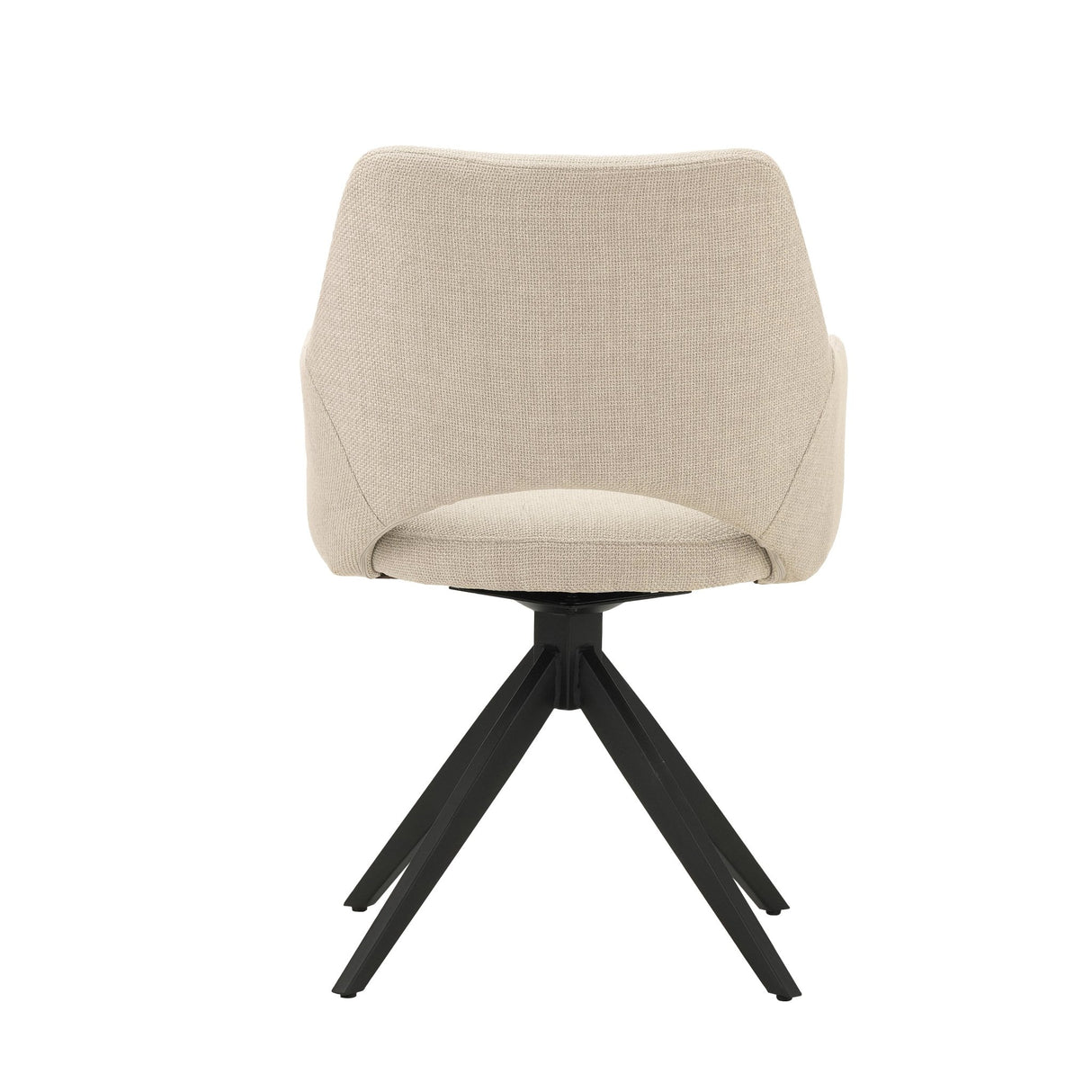 Silla de comedor giratoria moderna de tela beige Sid - Con reposabrazos