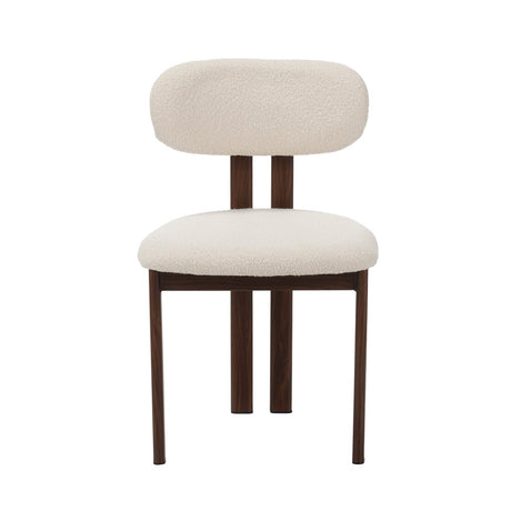 Silla de comedor Japandi Miyo Bouclé Marfil - Estructura de aspecto nogal