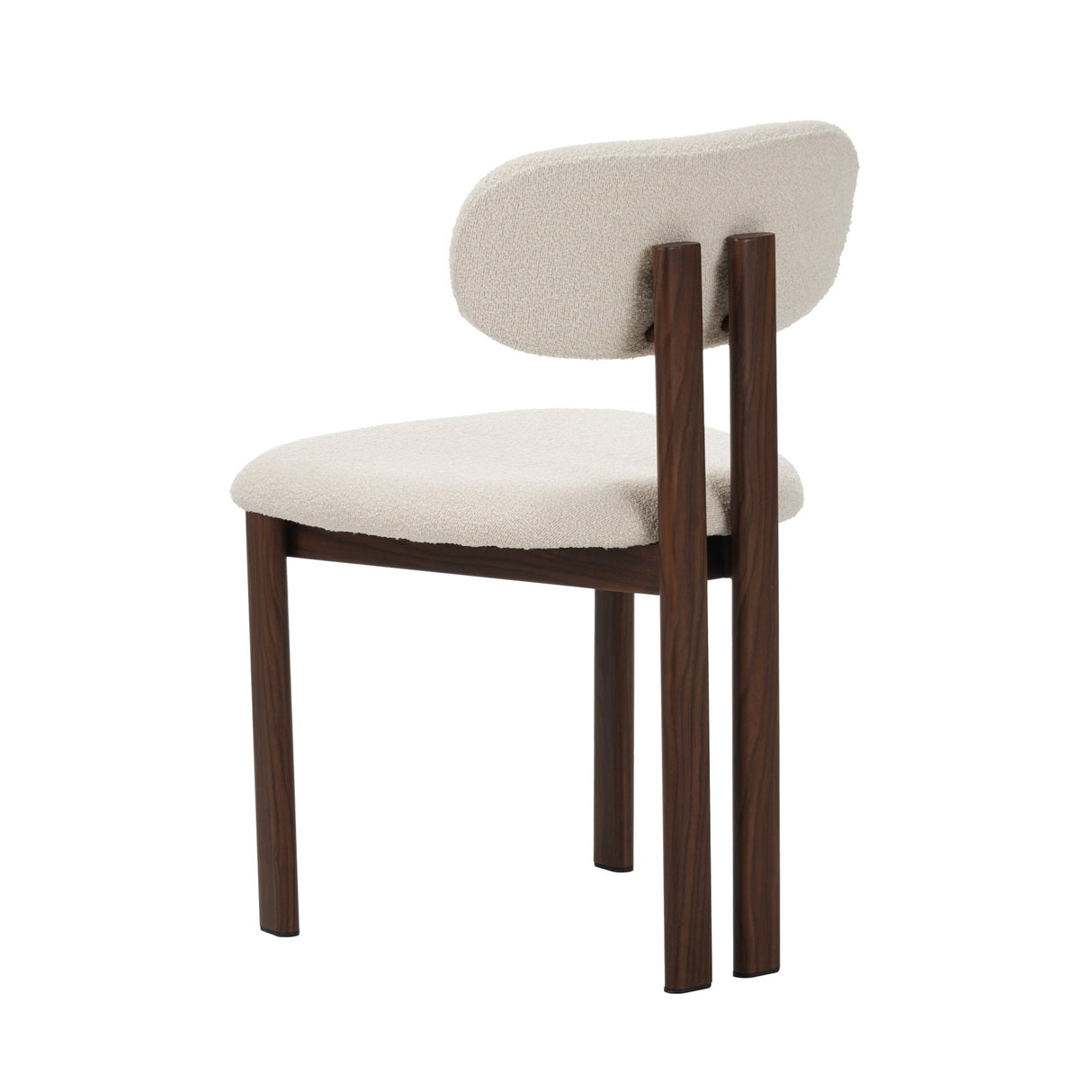 Silla de comedor Japandi Miyo Bouclé Marfil - Estructura de aspecto nogal