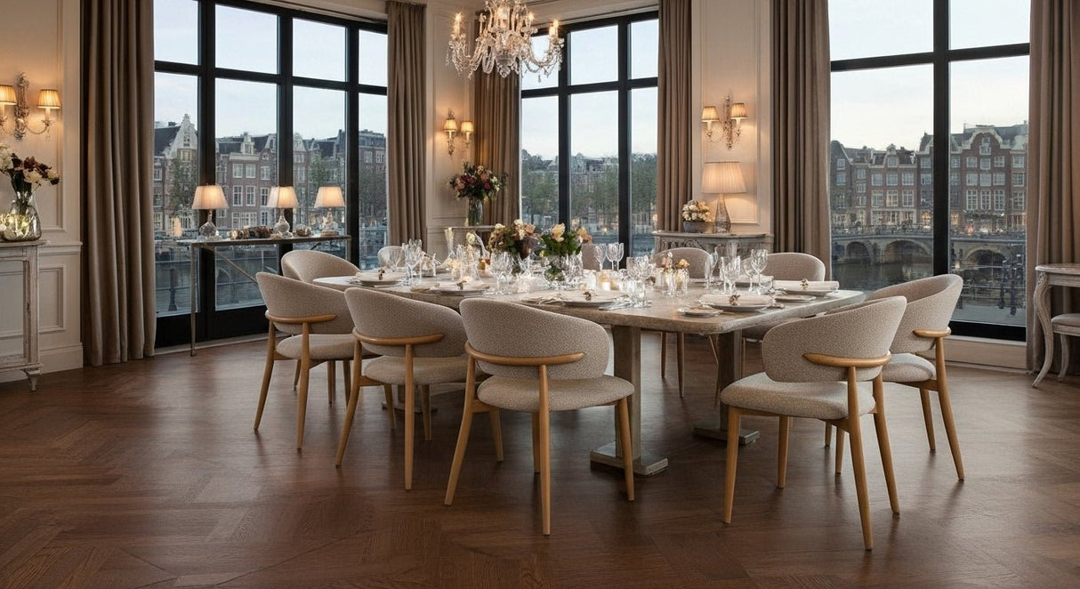 Japandi Eetkamerstoel Yuka Beige - Walnootlook Frame