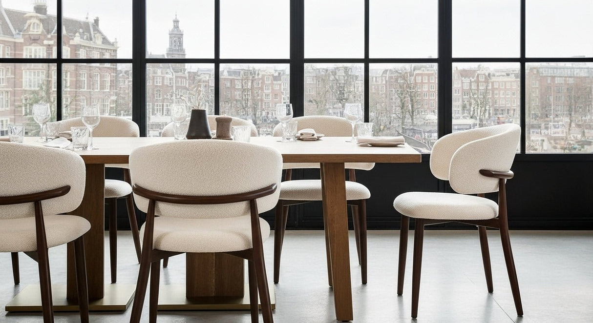 Japandi Eetkamerstoel Yuka Zand - Walnootlook Frame